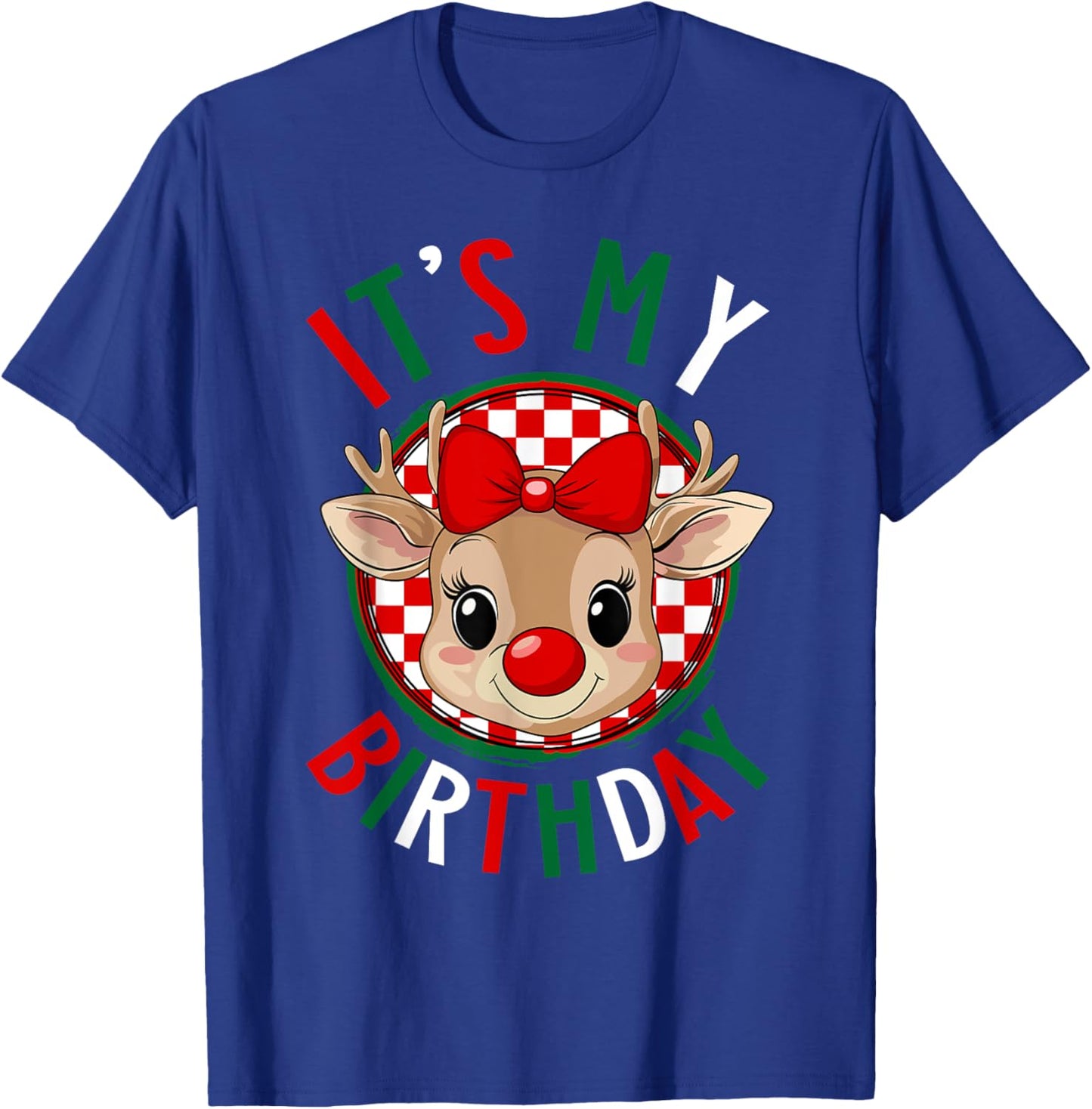 It's My Birthday Reindeer Christmas Pajamas Women Girls T-Shirt - T-Shirt | Royal