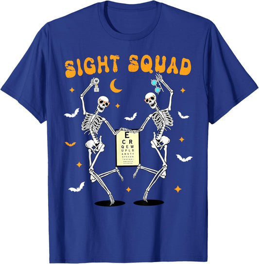 Skeleton Dancing Sight Squad Halloween Optometrist Optometry T-Shirt - T-Shirt | Royal