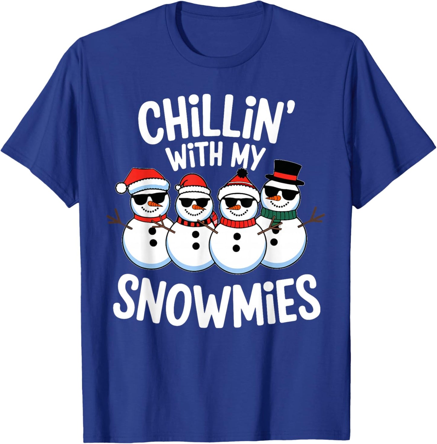 Chillin With My Snowmies Funny Snowman Christmas Kids Boys T-Shirt - T-Shirt | Royal