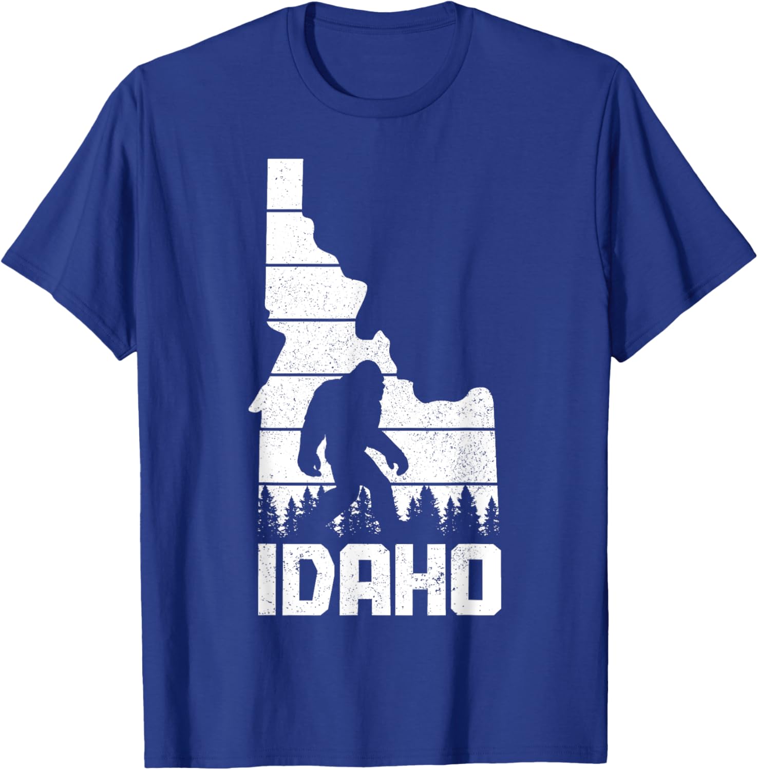 Idaho Bigfoot State Map Hunting Hunter Funny Pride Vintage T-Shirt - T-Shirt | Royal