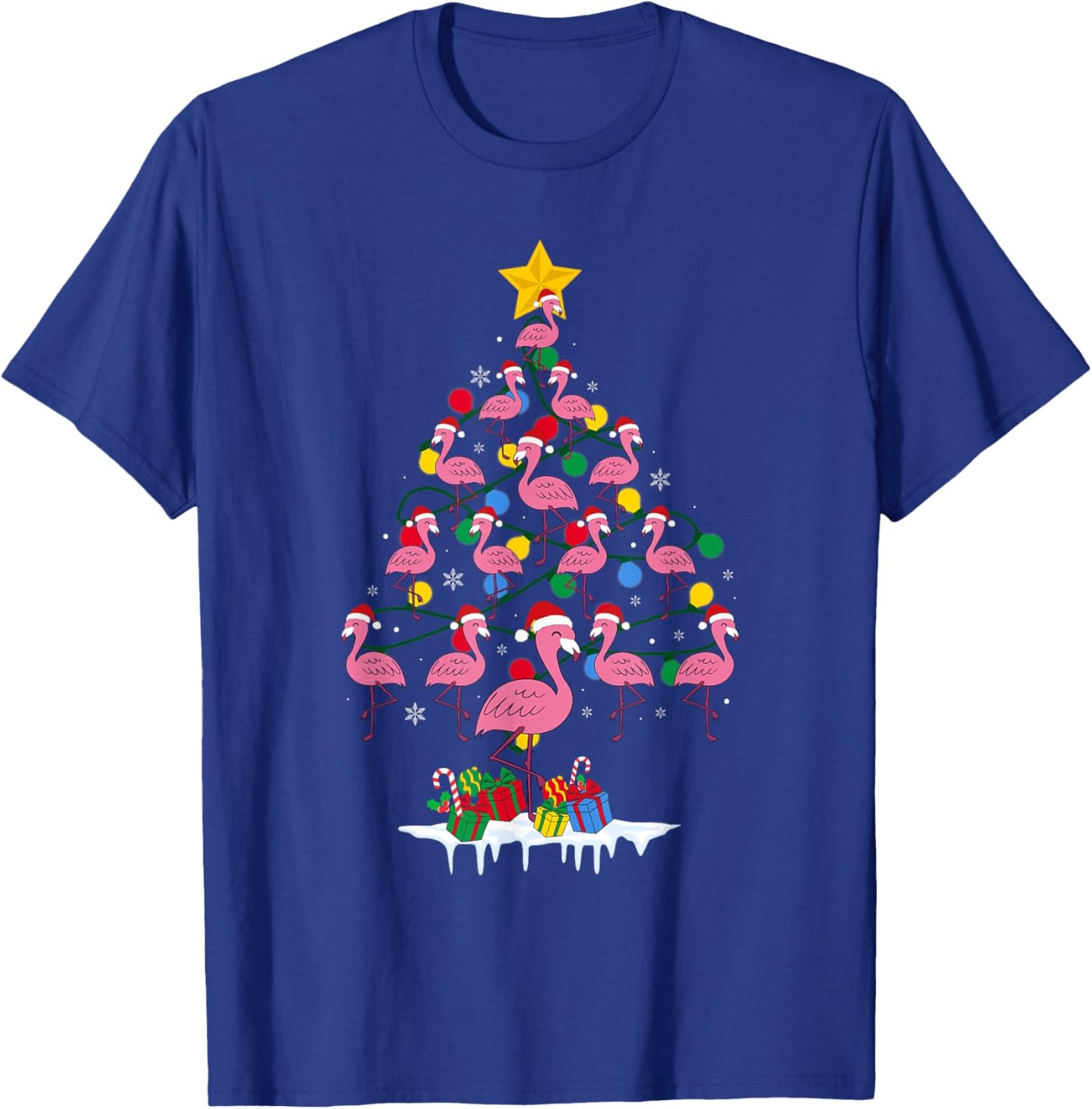 Pink Flamingo Funny Christmas Tree Cute Flamingos Holiday T-Shirt - T-Shirt | Royal