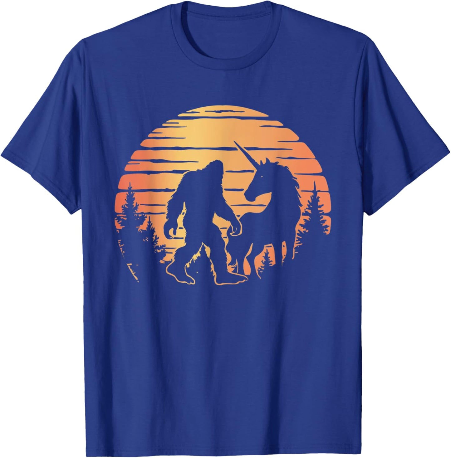 Bigfoot And Unicorn Women And Kids! Retro Sasquatch T-Shirt - T-Shirt | Royal