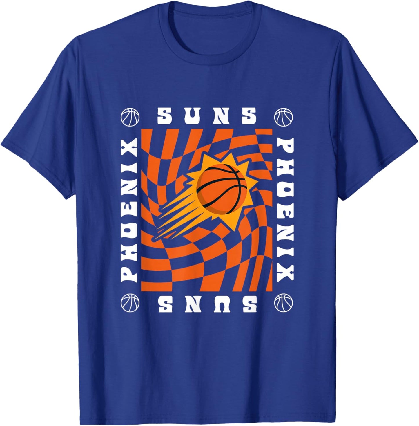 NBA Phoenix Suns Retro Checkerboard Wave T-Shirt - T-Shirt | Royal