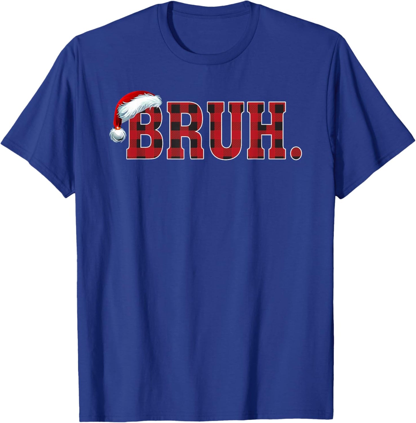 Bruh Funny Christmas Plaid Teens Boys Kids Xmas Pajamas T-Shirt - T-Shirt | Royal