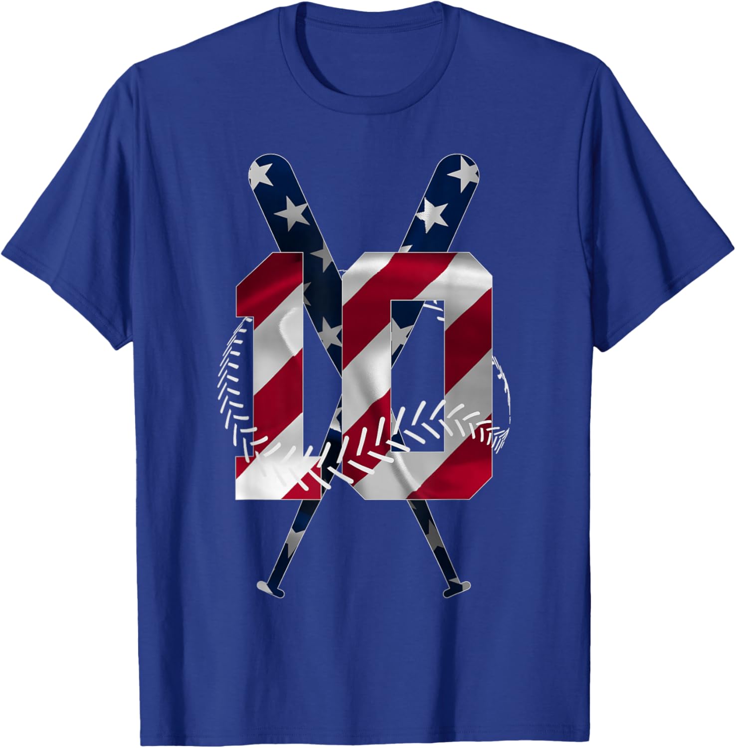Number 10 Years Baseball 10th Birthday T-Shirt - T-Shirt | Royal