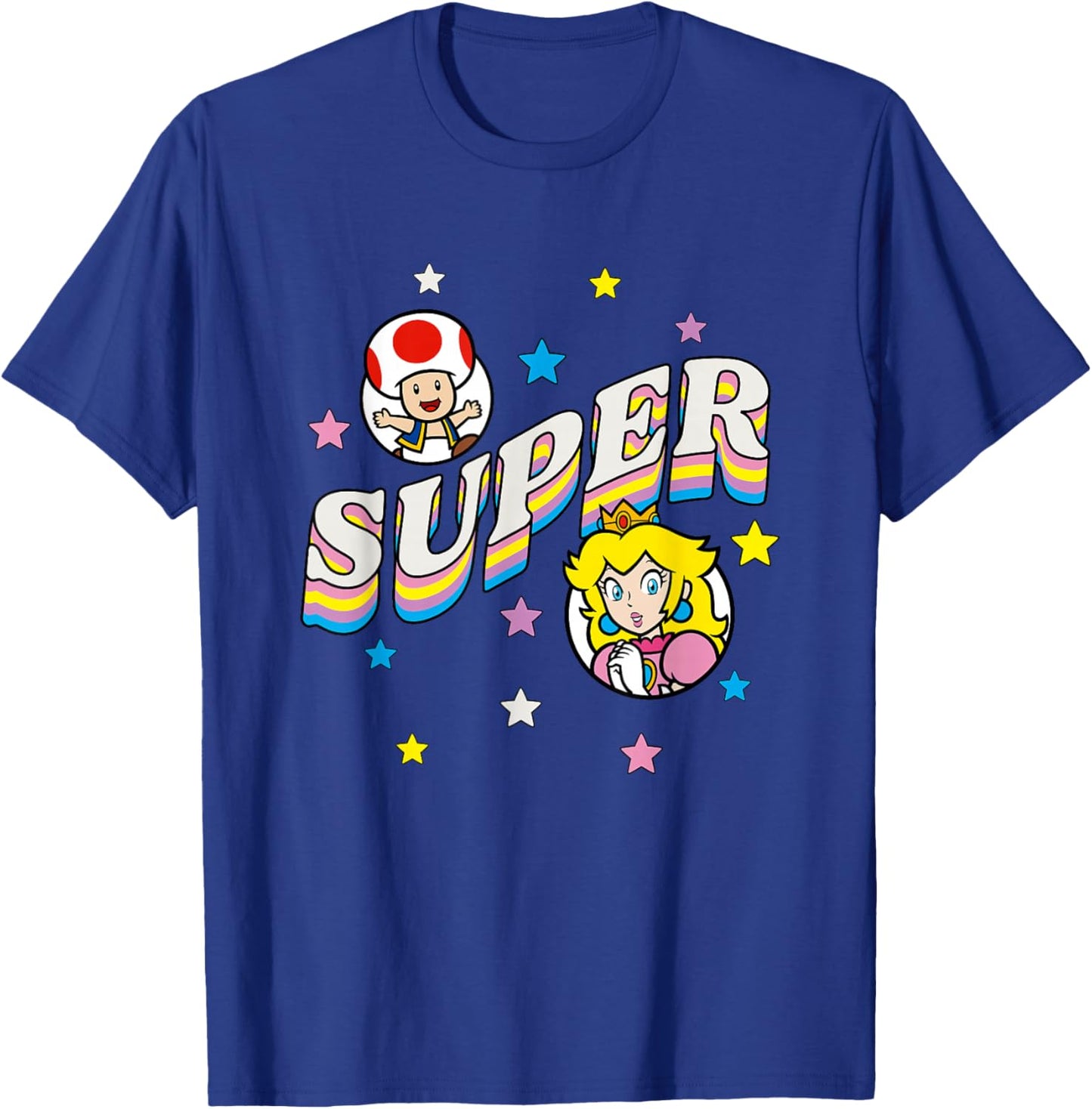 Super Mario Bros Princess Peach & Toad Super Star Text T-Shirt - T-Shirt | Royal