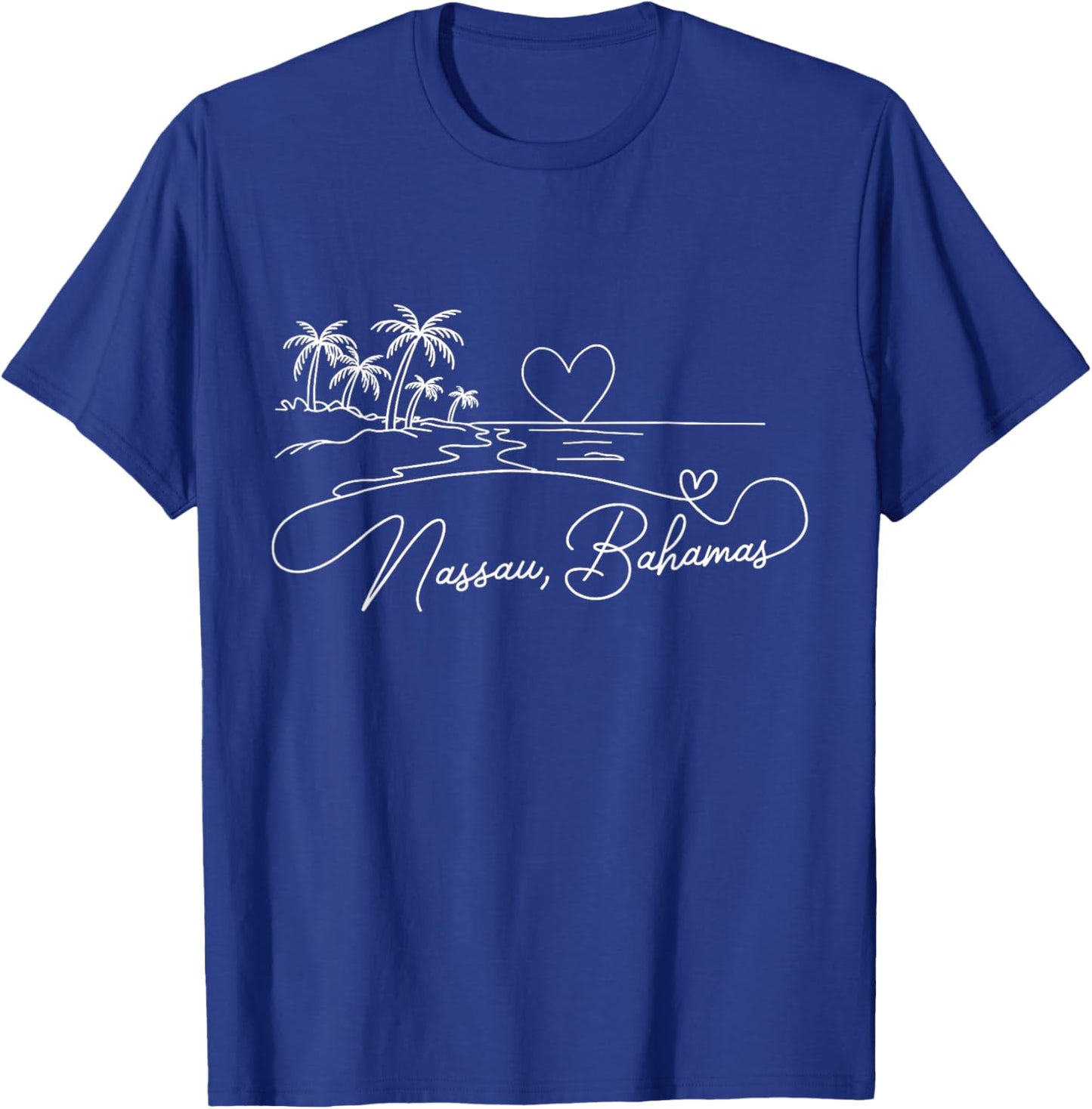Nassau Bahamas Signature Heart Art Romantic Island Souvenir T-Shirt - T-Shirt | Royal