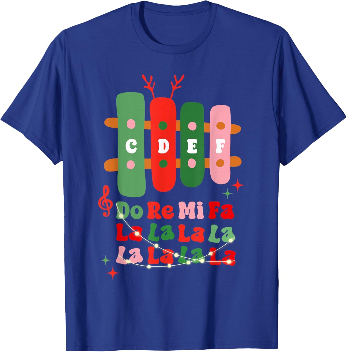 Groovy CDEF Do Re Mi Fa La La La La Music Teacher Christmas T-Shirt - T-Shirt | Royal