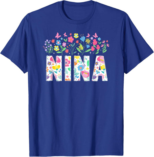 Nina Flowers Nina Grandmother Nina Grandma T-Shirt - T-Shirt | Royal