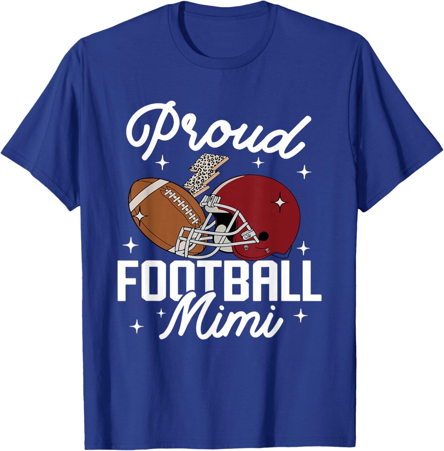 Proud Football Mimi Grandma Leopard American Football Family T-Shirt - T-Shirt | Royal