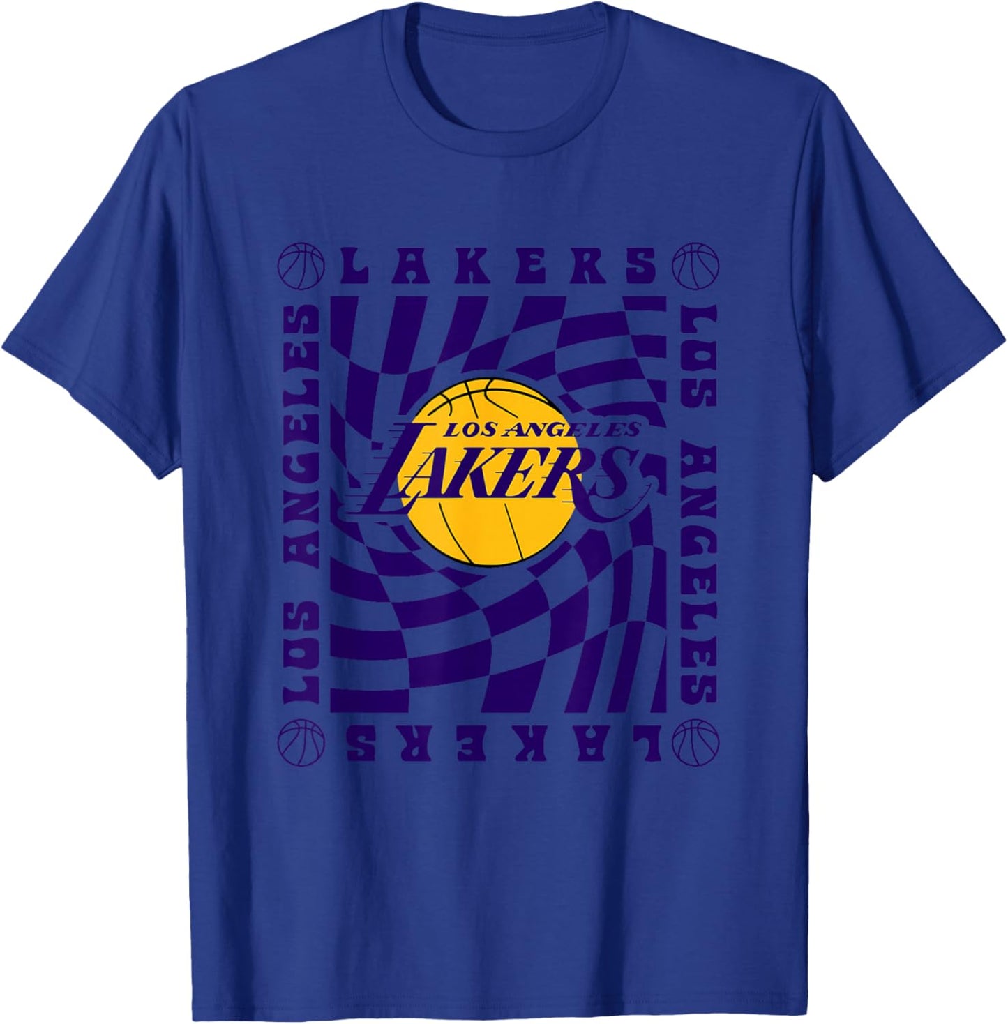 NBA Los Angeles Lakers Retro Checkerboard Wave T-Shirt - T-Shirt | Royal