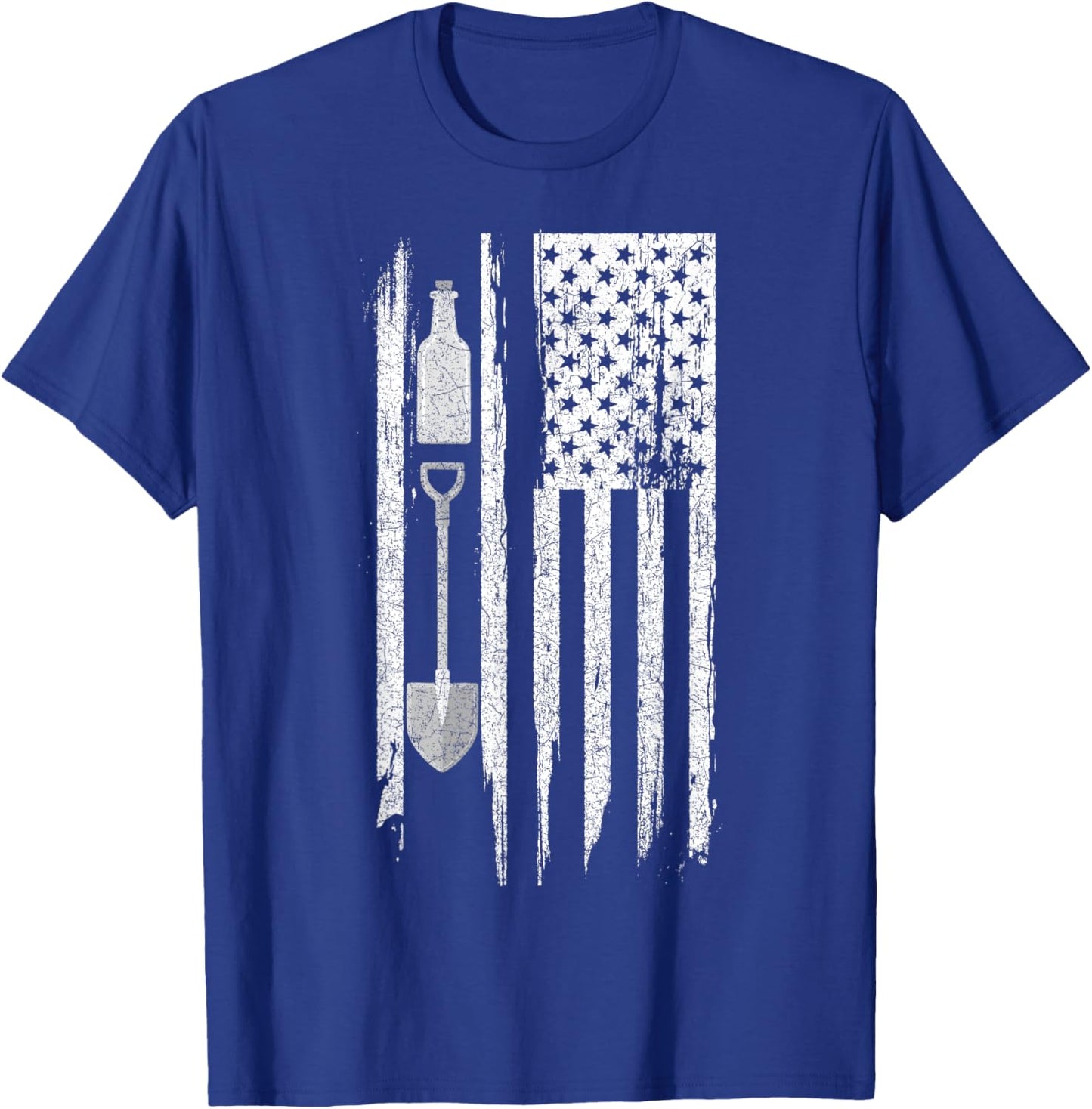 Archeology US Flag Bottle Digging T-Shirt - T-Shirt | Royal