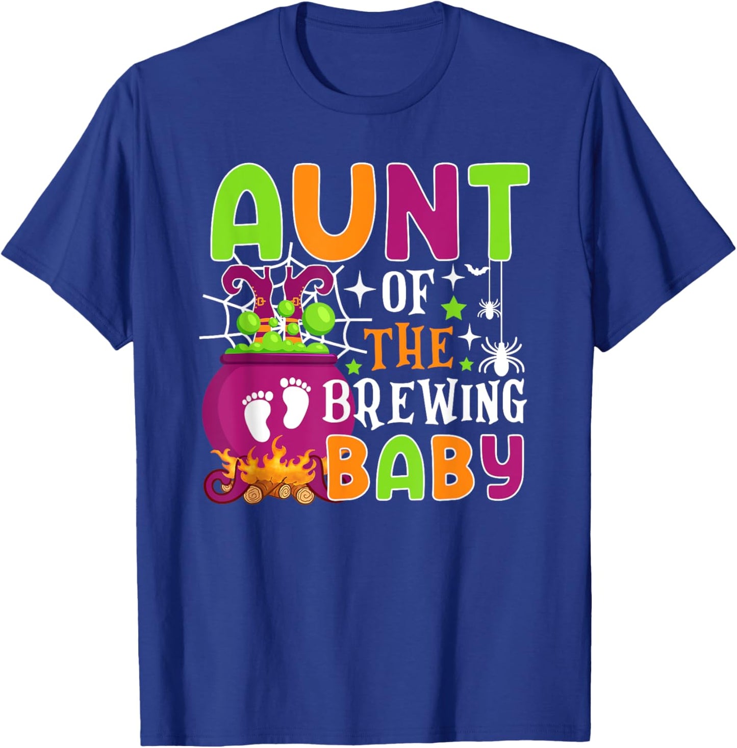 Aunt of Brewing Baby Halloween Theme Baby Shower Spooky T-Shirt - T-Shirt | Royal