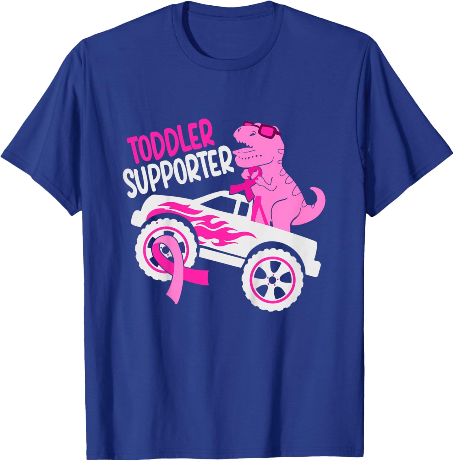 Kids Toddler Supporter T-Rex Kids Breast Cancer Awareness Boys T-Shirt - T-Shirt | Royal