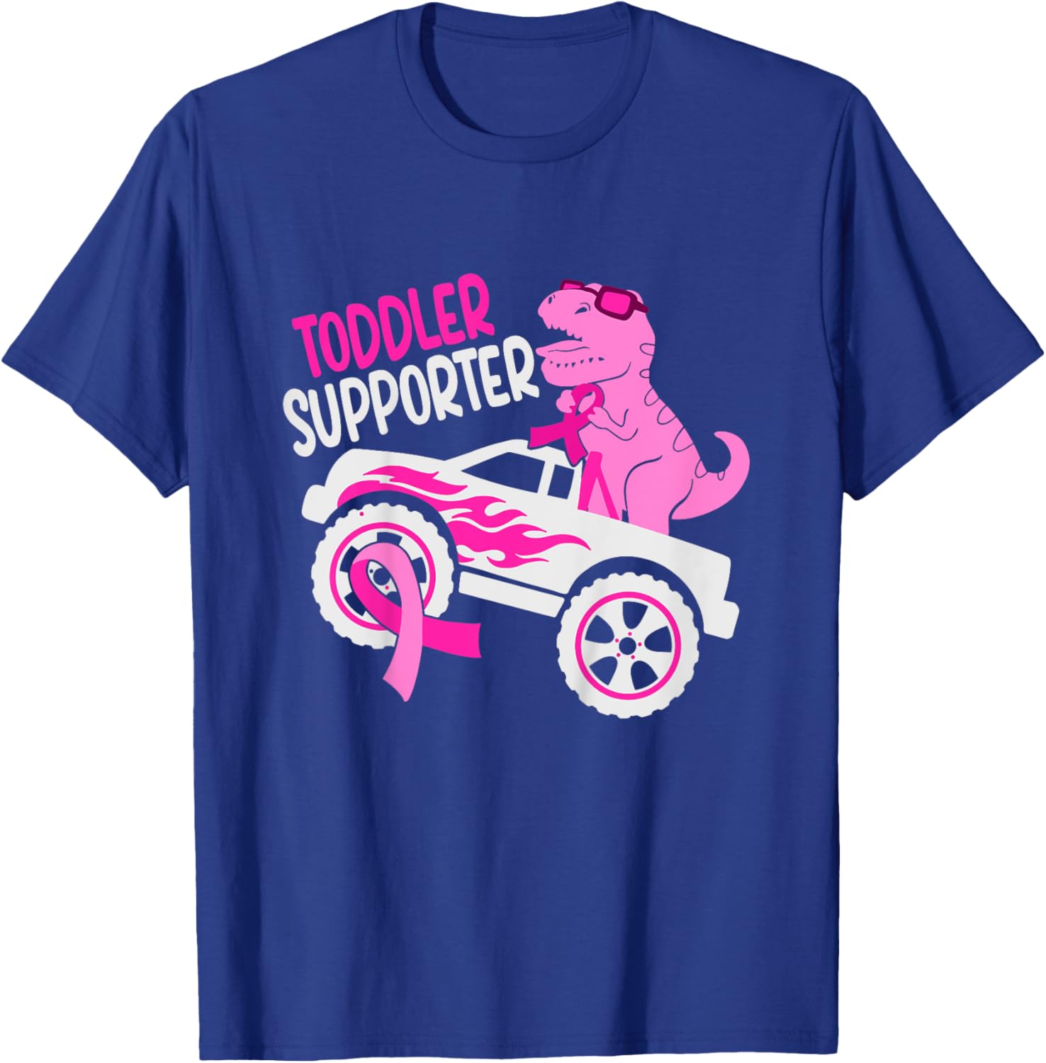 Kids Toddler Supporter T-Rex Kids Breast Cancer Awareness Boys T-Shirt - T-Shirt | Royal