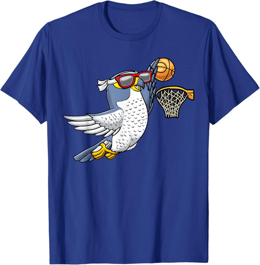 Falcon Playing Basketball Kids Bird T-Shirt - T-Shirt | Royal