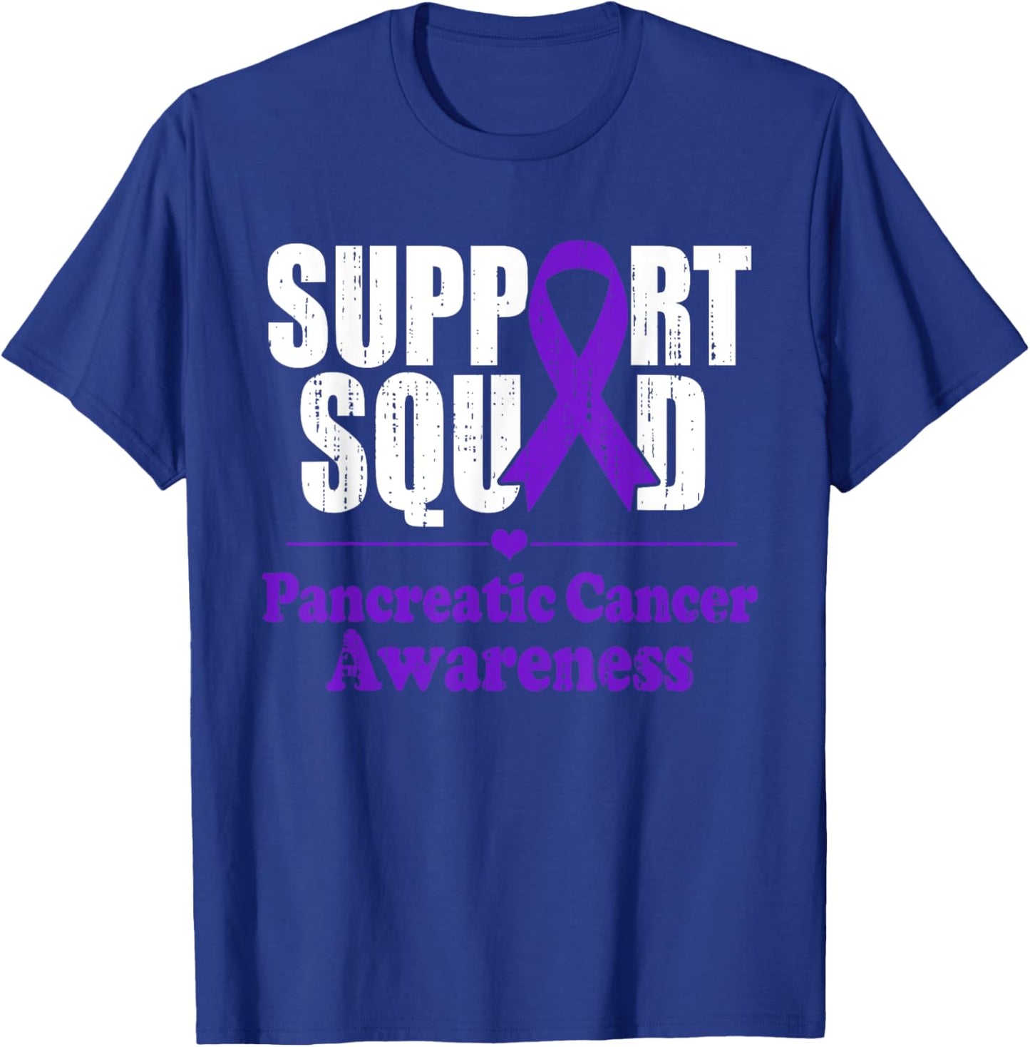 Support Pancreatic Cancer Awareness Purple Ribbon Men Women T-Shirt - T-Shirt | Royal
