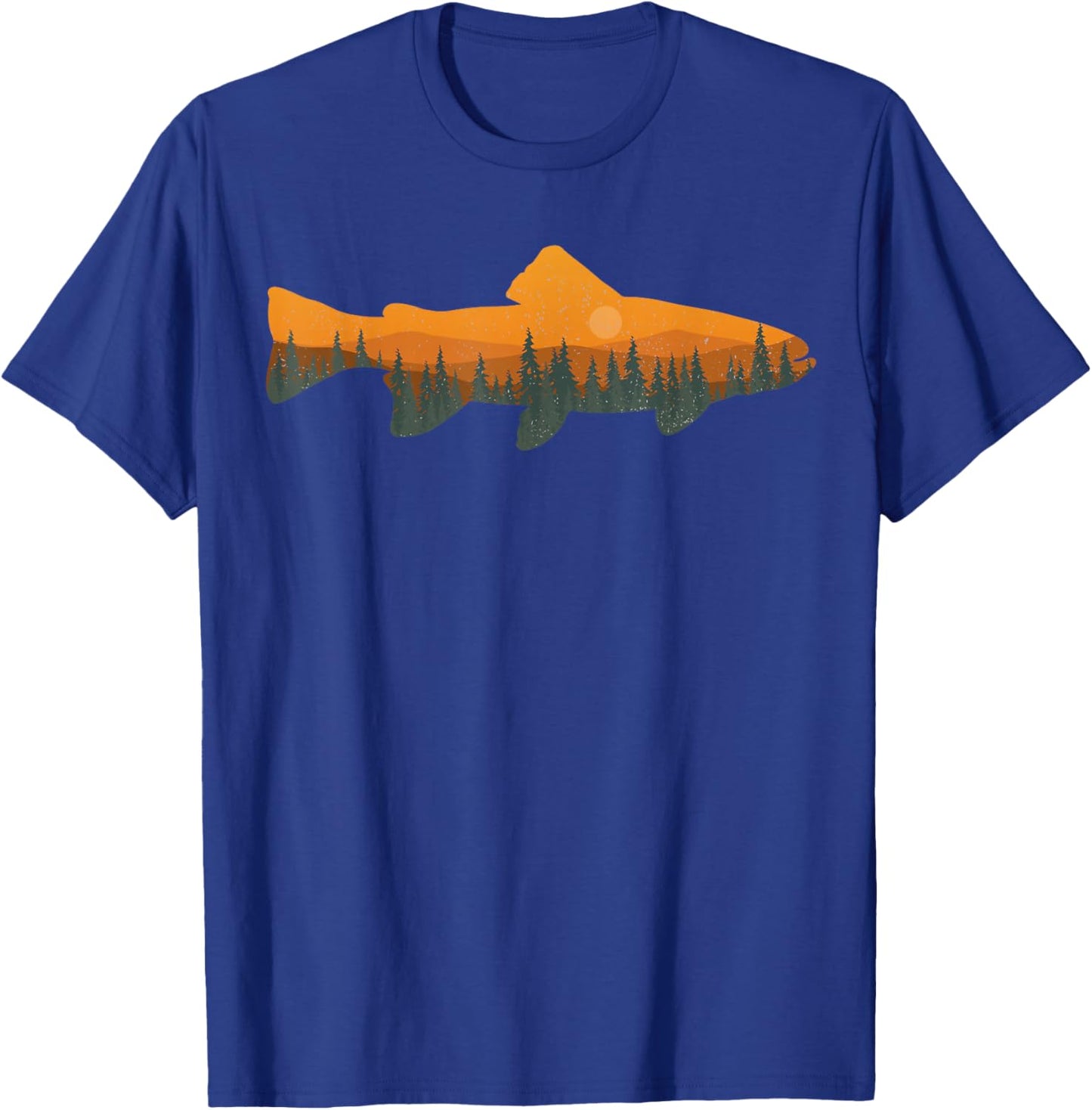 Retro Forest Nature Wildlife Funny Trout Fishing T-Shirt - T-Shirt | Royal