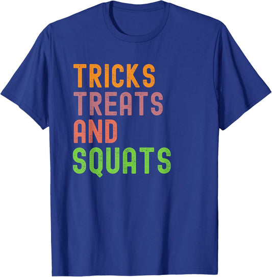 Tricks Treats and Squats funny Halloween workout T-Shirt - T-Shirt | Royal