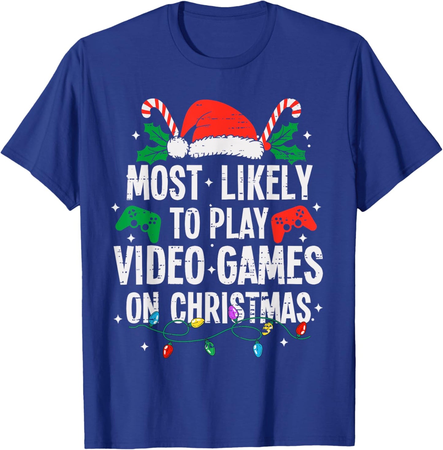 Funny Most Likely Family Christmas Pajama Outfit - -Family Christmas Video Game - Black, Small T-Shirt - T-Shirt | Royal