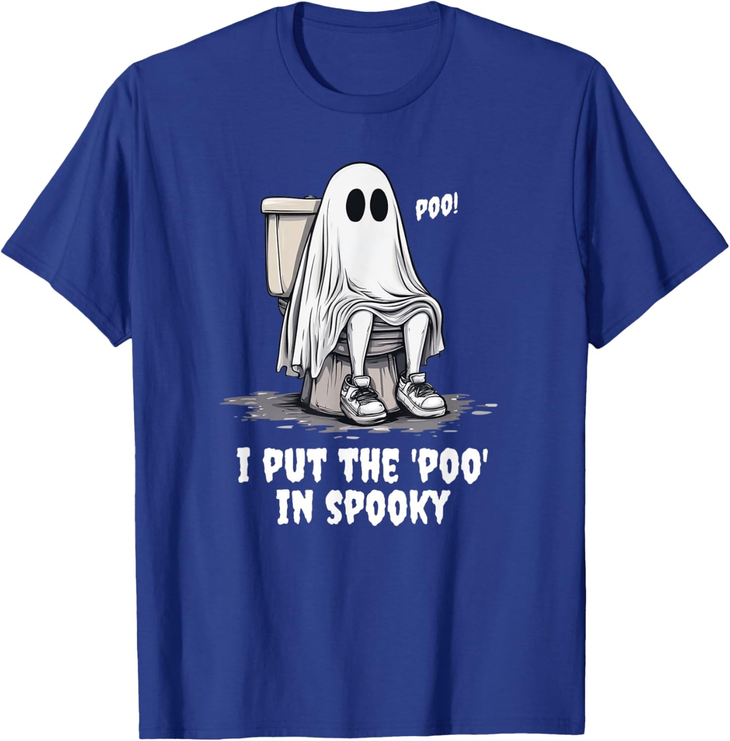 Funny Kids Halloween Potty Ghost Poo In Spooky T-Shirt - T-Shirt | Royal