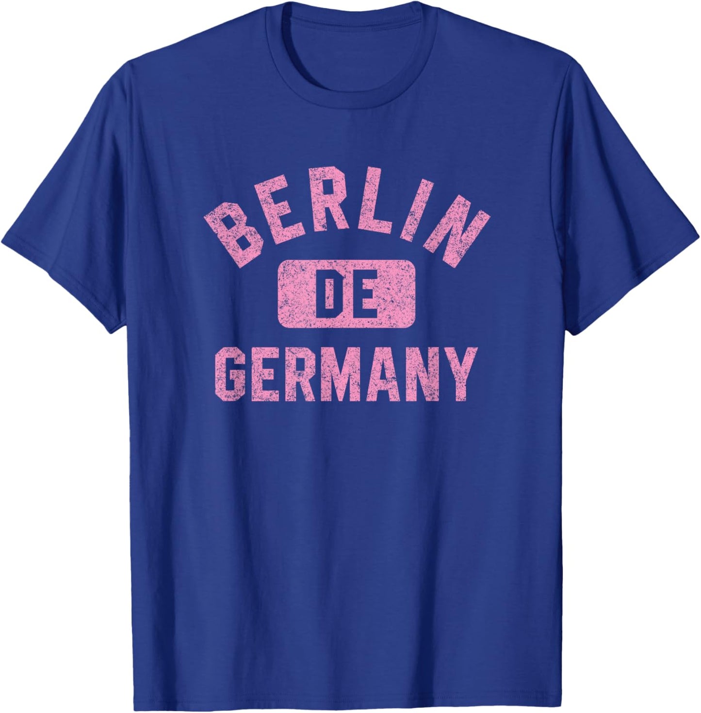 Berlin Germany DE Gym Style Distressed Pink Print T-Shirt - T-Shirt | Royal