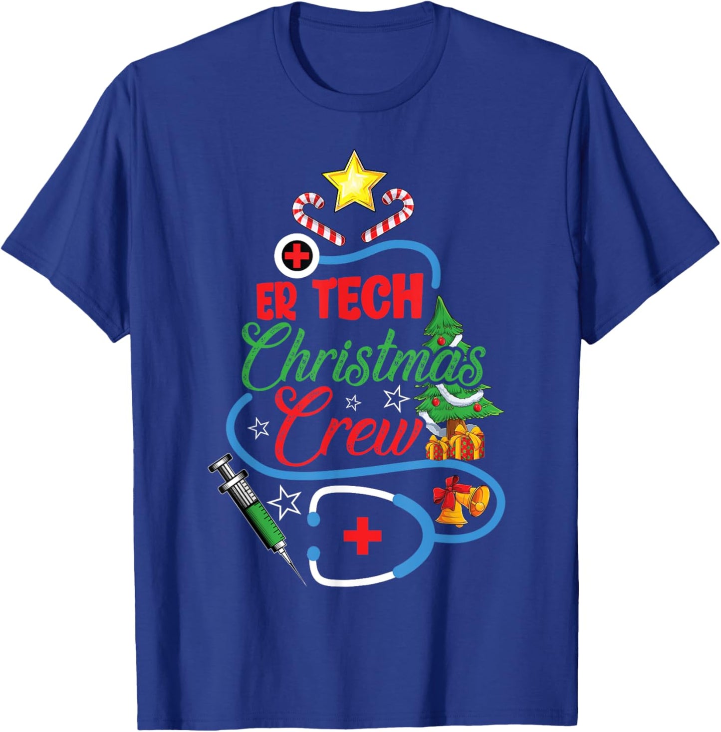 ER Tech Christmas Crew Emergency Room Nurse Xmas Christmas T-Shirt - T-Shirt | Royal