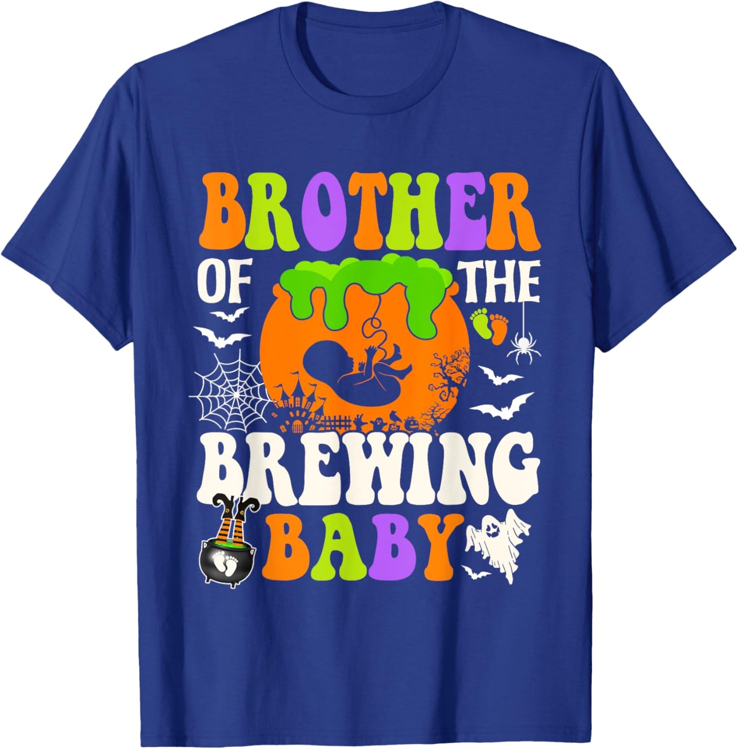 Brother Of The Brewing Baby Halloween Pregnancy Baby Shower T-Shirt - T-Shirt | Royal