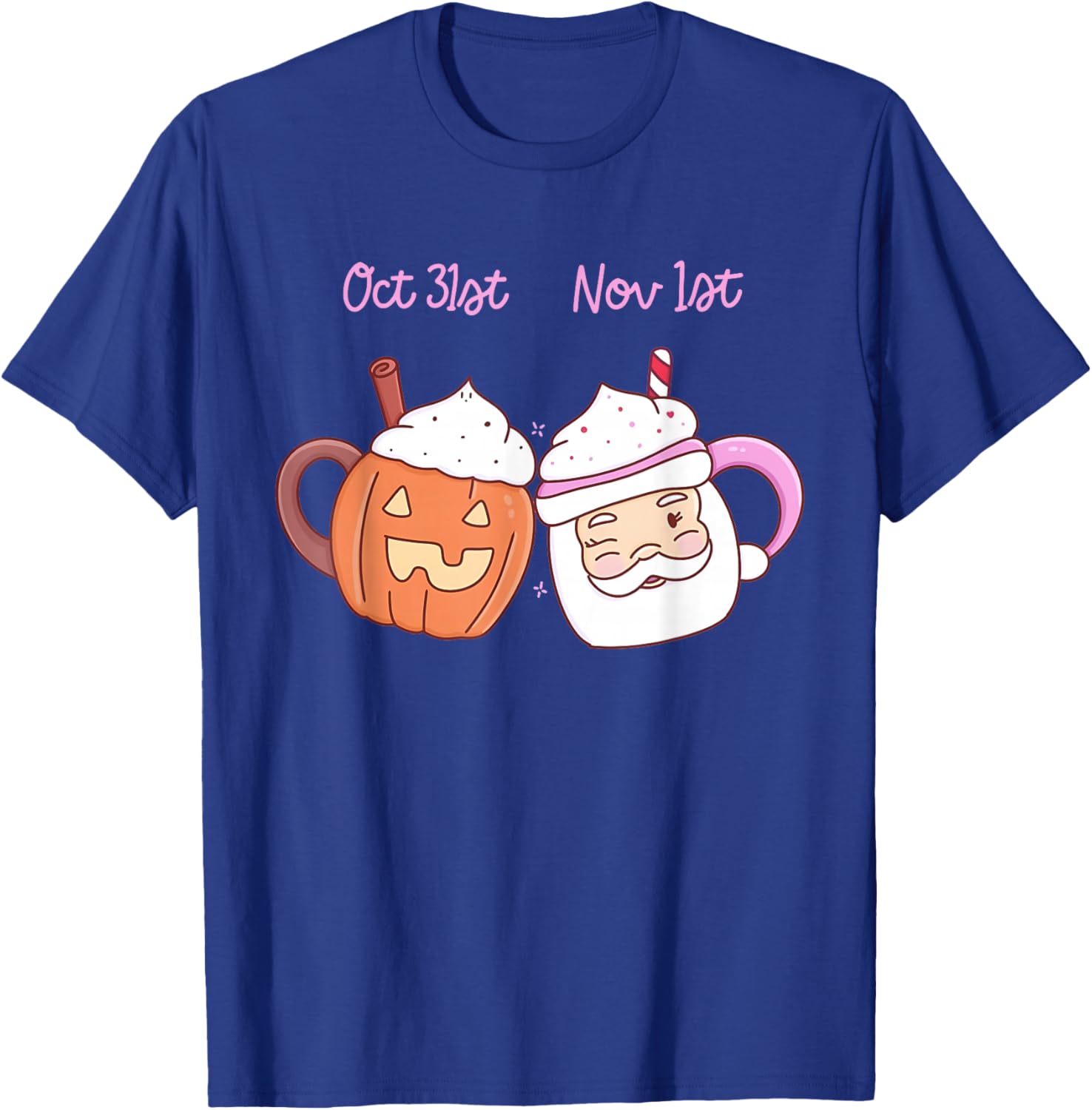 October 31st November 1st Halloween Christmas Latte Coffee T-Shirt - T-Shirt | Royal