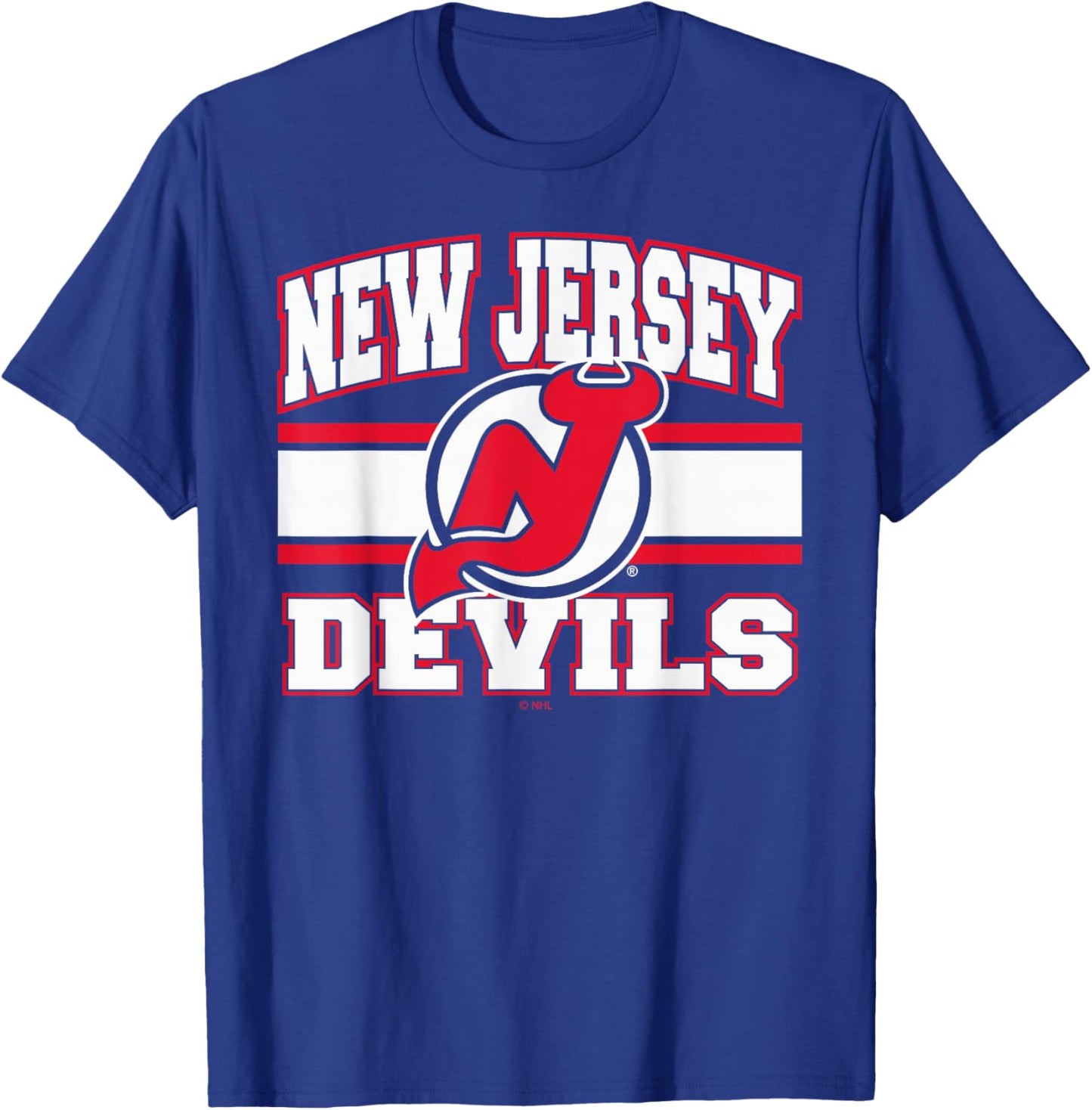 New Jersey Devils Stripe Black Officially Licensed T-Shirt - T-Shirt | Royal