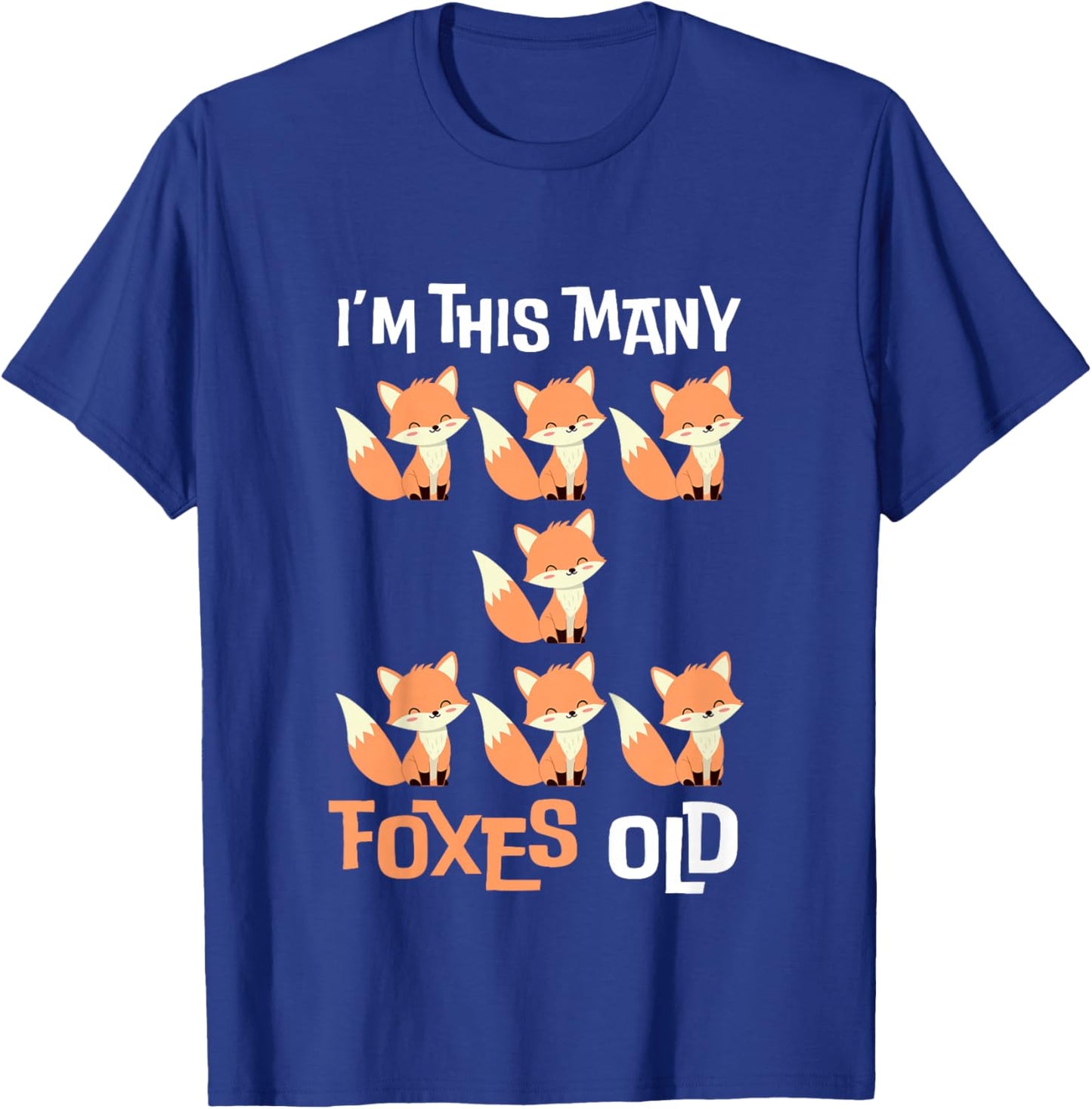 Kids I'm This Many Foxes Old - Fox 7th Birthday 7 Years Old Bday T-Shirt - T-Shirt | Royal