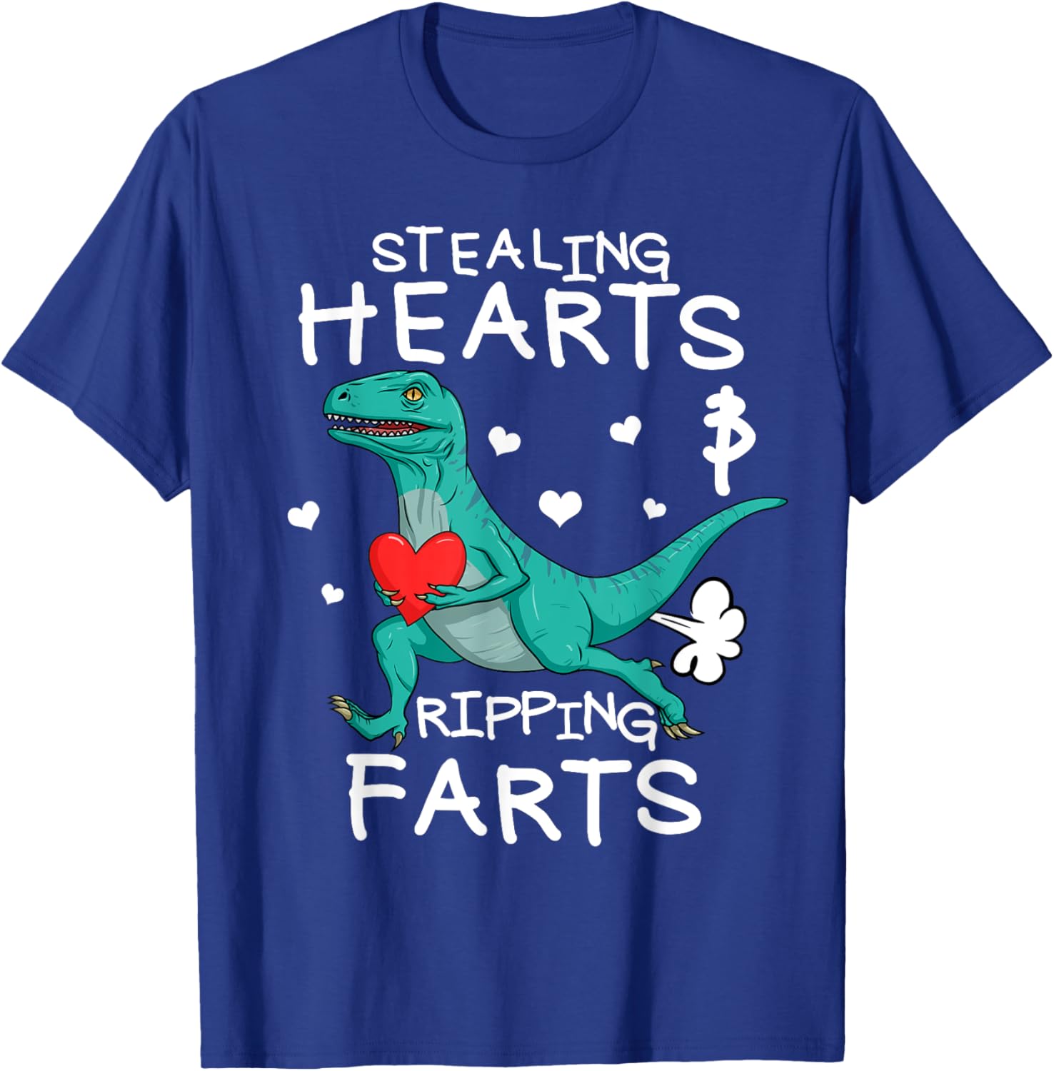 Stealing Hearts And Ripping Farts Boys Valentine Raptor T-Shirt - T-Shirt | Royal