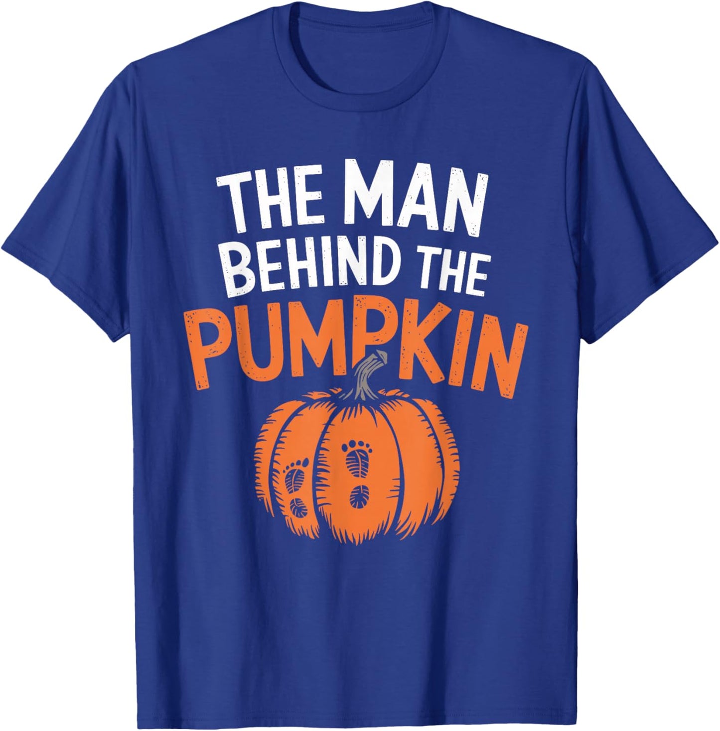 Man Behind The Pumpkin Halloween Pregnancy T-Shirt - T-Shirt | Royal