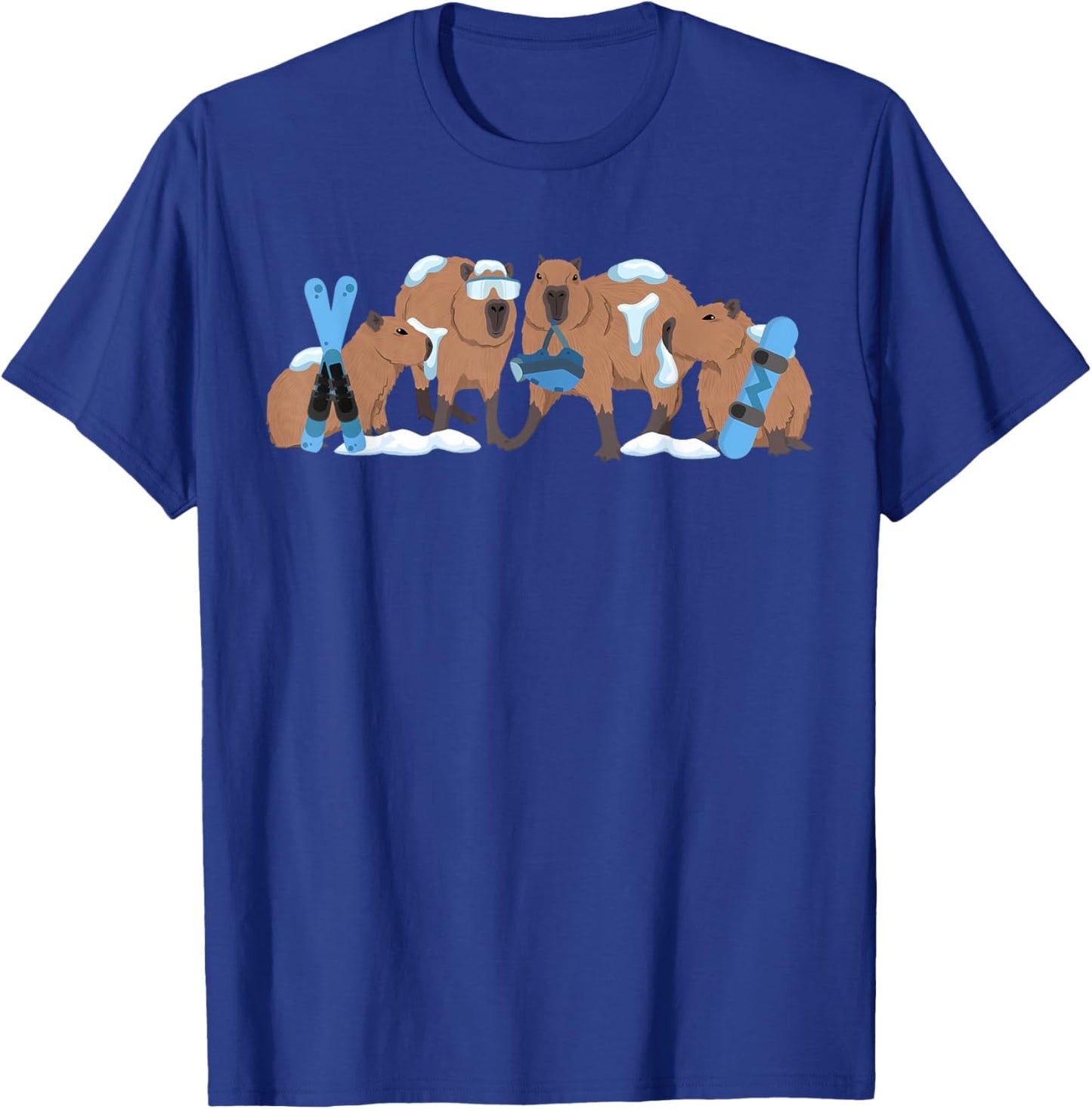 Capybara Skiing Cute Capy Snowboard Winter Capybara Lover T-Shirt - T-Shirt | Royal