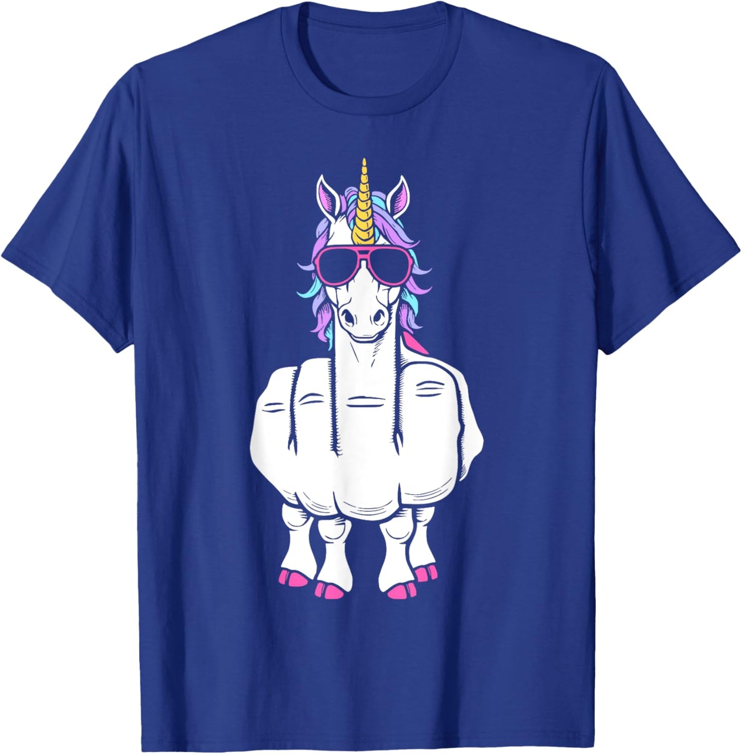 Unicorn Middle Finger Funny Magical Offensive Rude Animal T-Shirt - T-Shirt | Royal