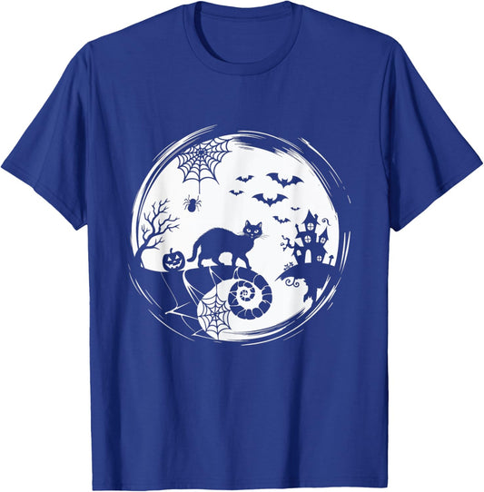 Halloween Cat Spider Bats Moon Black Cat Women T-Shirt - T-Shirt | Royal