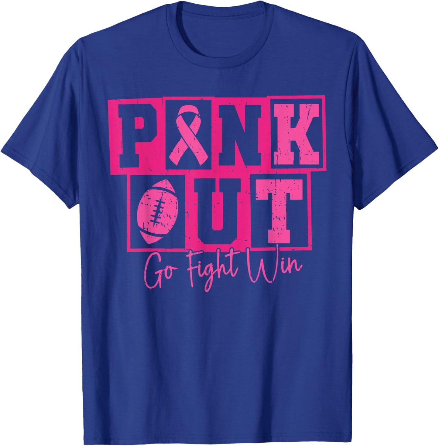 Pink Out Football Team Breast Cancer Awareness Month T-Shirt - T-Shirt | Royal