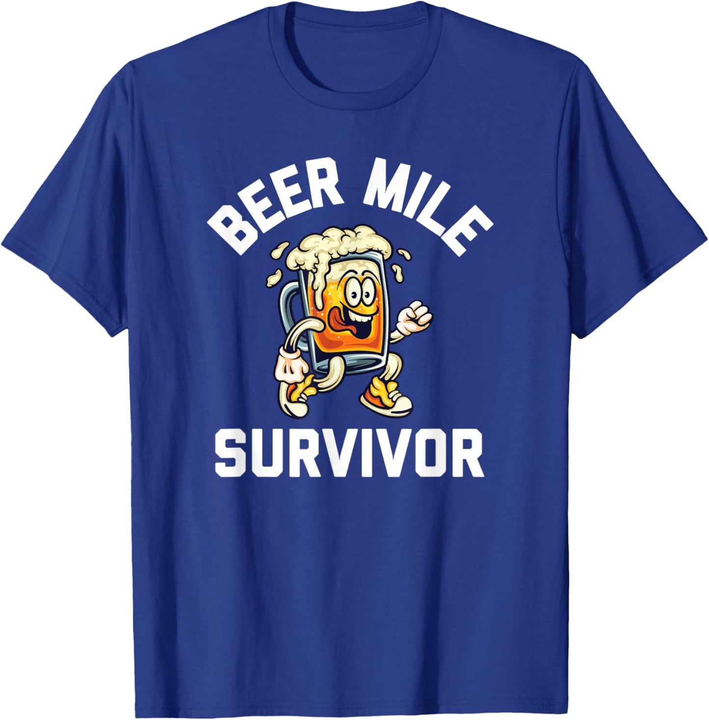 Beer Mile Survivor Funny Race Running Beer Drinkers Drinking T-Shirt - T-Shirt | Royal