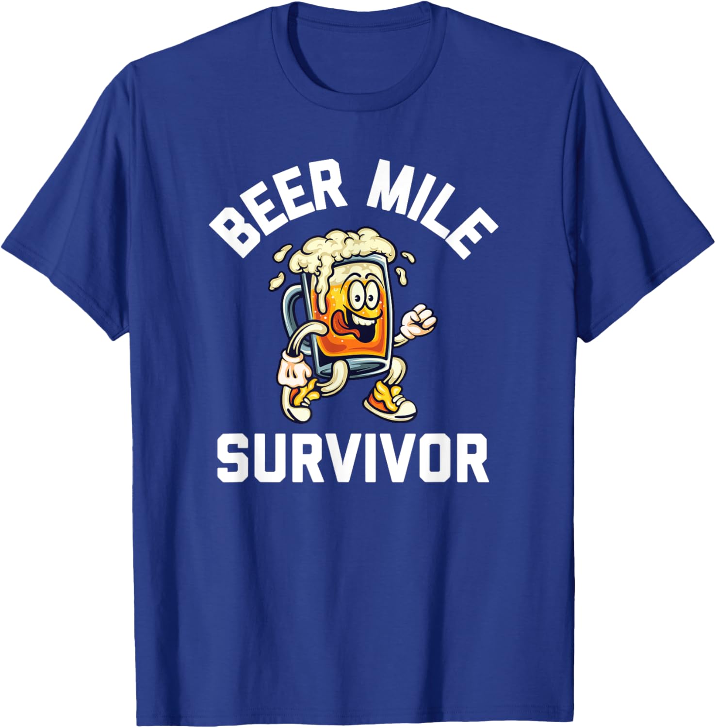 Beer Mile Survivor Funny Race Running Beer Drinkers Drinking T-Shirt - T-Shirt | Royal