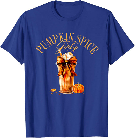 Pumpkin Spice Girly Funny Halloween T-Shirt - T-Shirt | Royal