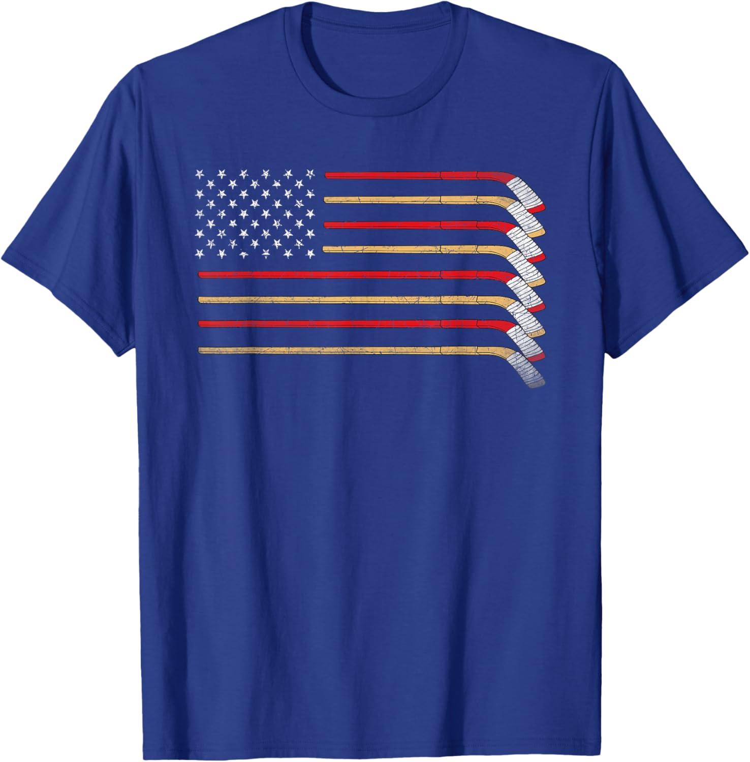 Hockey Stick USA Flag Ice Hockey Boys Hockey Player T-Shirt - T-Shirt | Royal