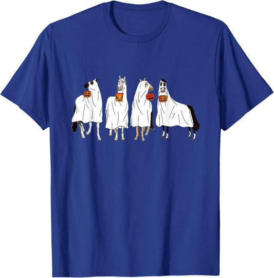 Halloween Horse Ghost Boo Cowboy Western Spooky Season T-Shirt - T-Shirt | Royal