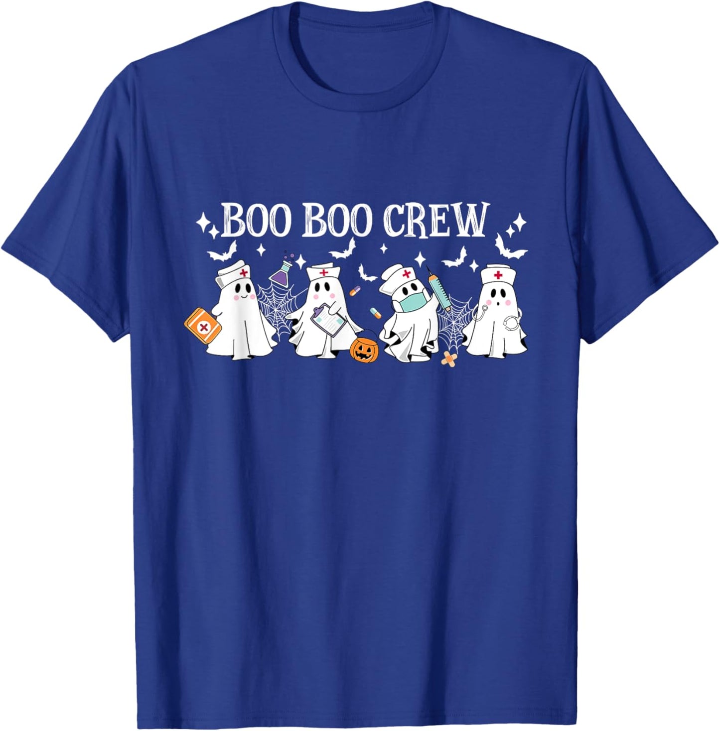 Boo Boo Crew Nurse Ghost Nursing Halloween Spooky Nurse T-Shirt - T-Shirt | Royal