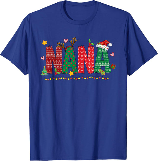 Nana Claus Christmas Lights Pajama Family Matching T-Shirt - T-Shirt | Royal