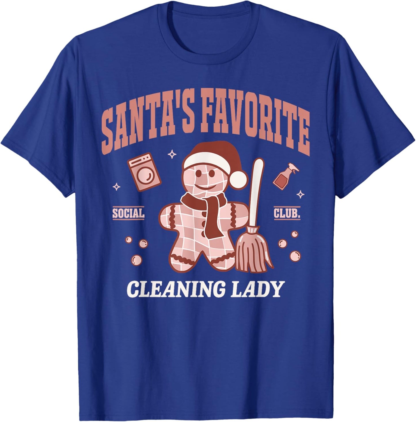Santa's Favorite Cleaning Lady Christmas Retro Housekeeper T-Shirt - T-Shirt | Royal
