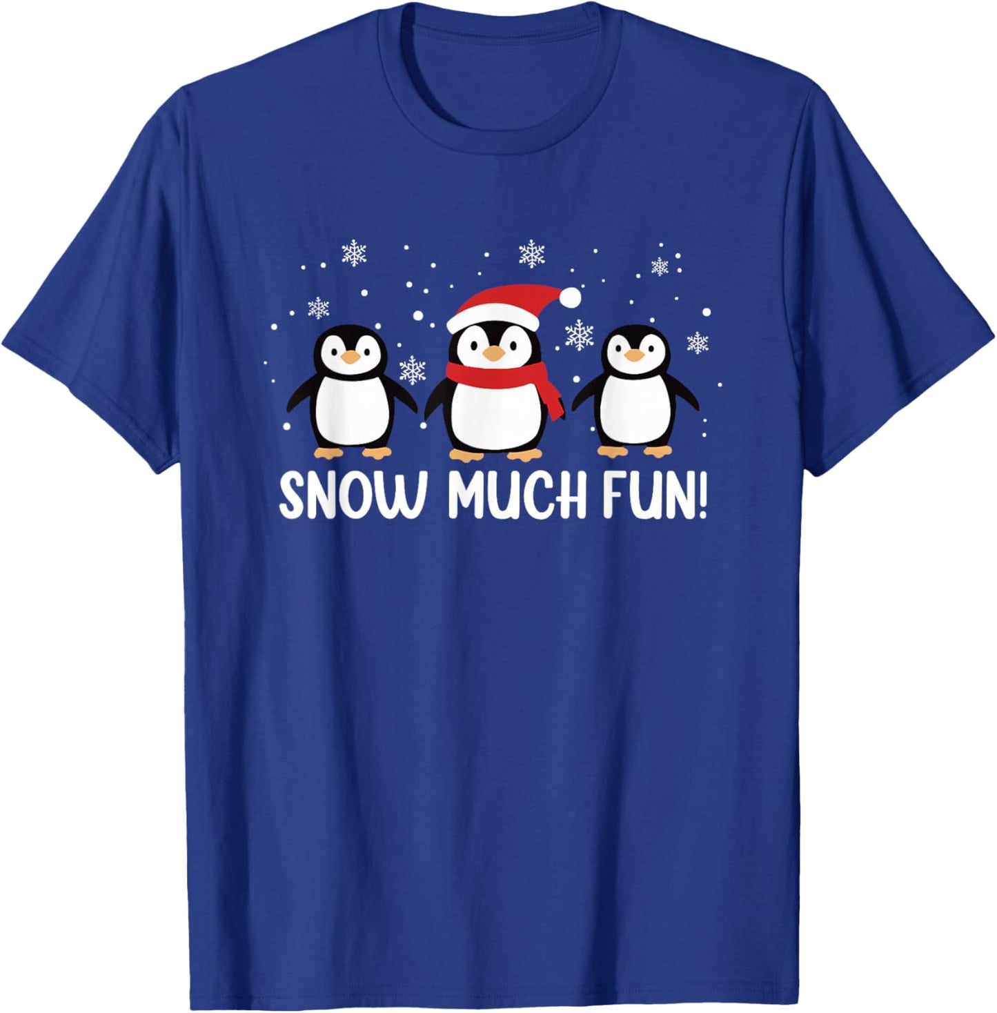 Funny Snow Much Fun Christmas Penguins T-Shirt - T-Shirt | Royal