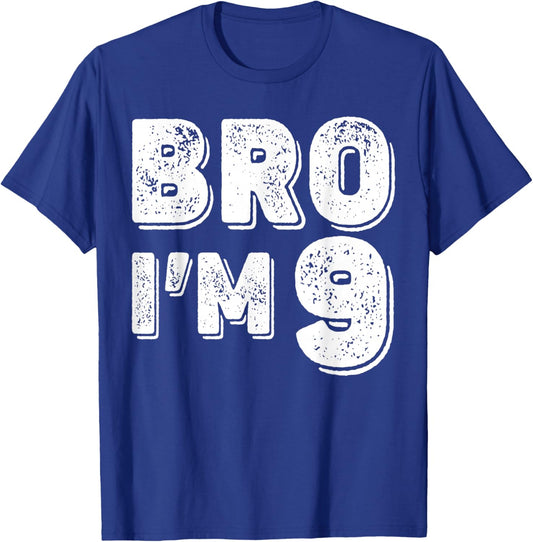 9th Birthday Boy Bro I’m 9 Year Old Boys Kids Nine Bday T-Shirt - T-Shirt | Royal