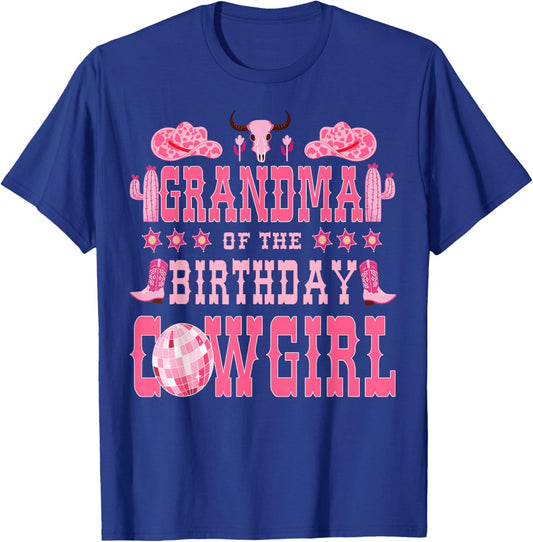 Grandma Of The Birthday CowGirl Rodeo Cow Girl Birthday T-Shirt - T-Shirt | Royal