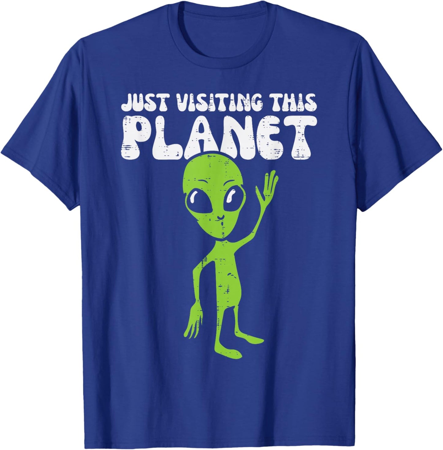 Alien Wave Just Visiting This Planet Funny Kids Men Women T-Shirt - T-Shirt | Royal