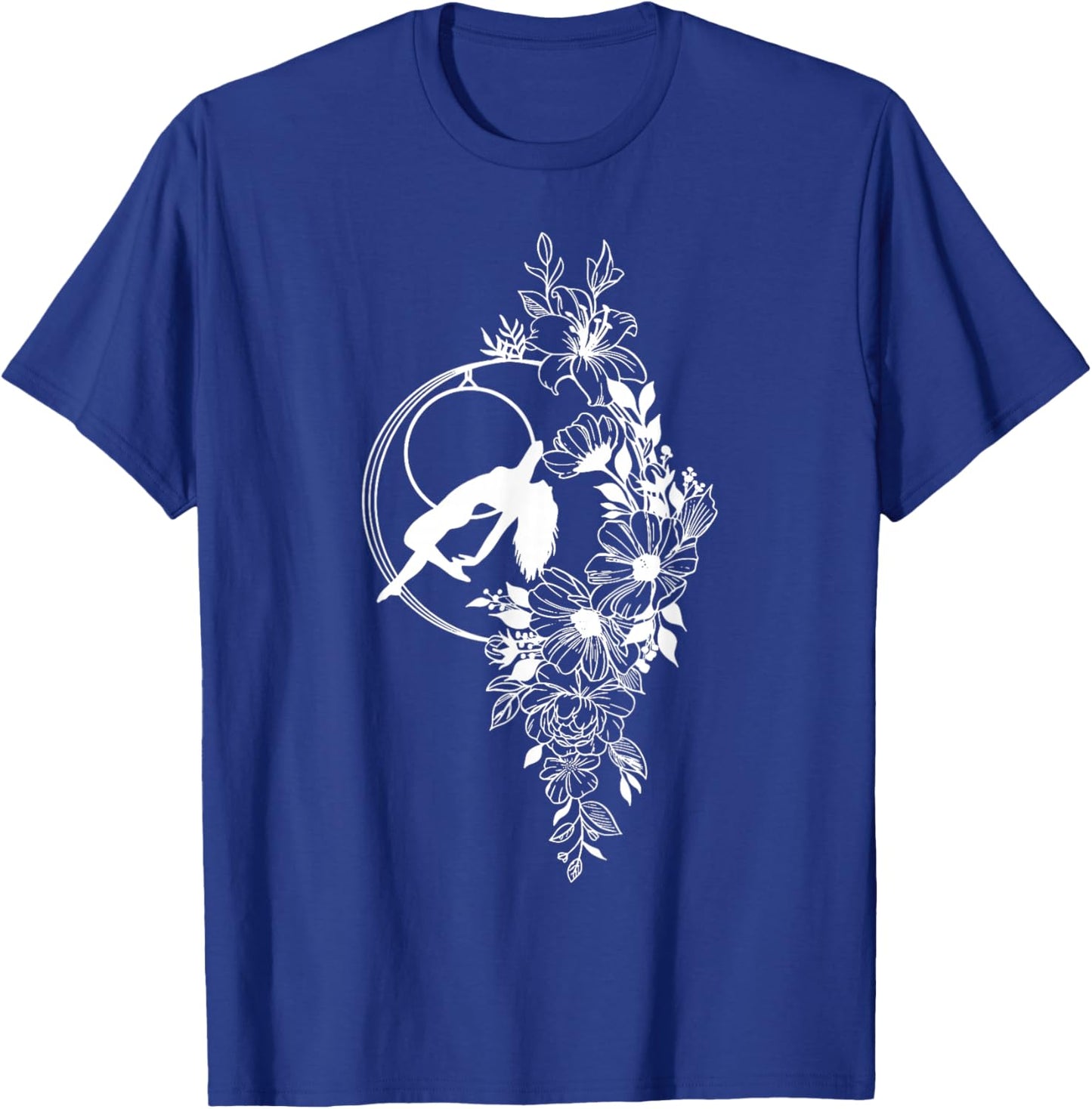 Retro Aerial Hoop Floral Hoop Women Dancer Aerial Acrobatics T-Shirt - T-Shirt | Royal